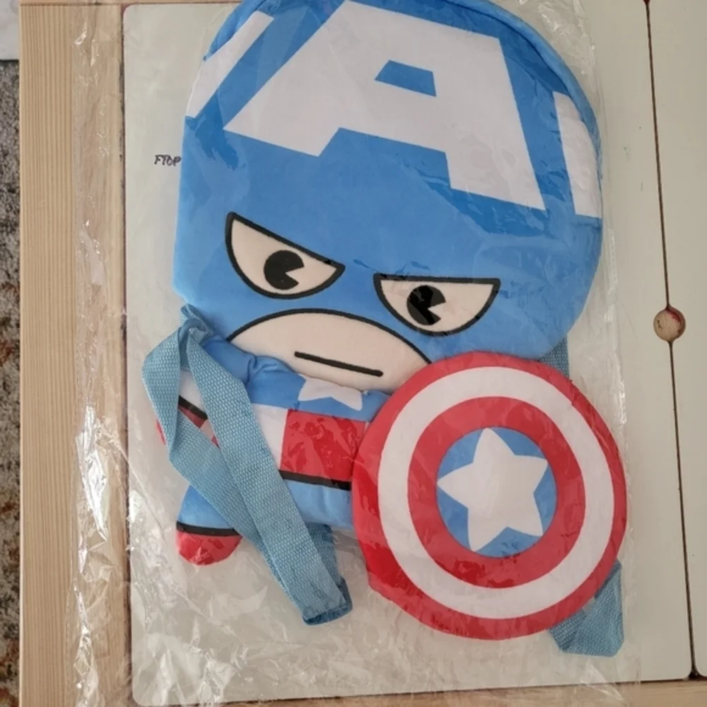 Disney Marvel Captain America Plush Blue Backpack‎